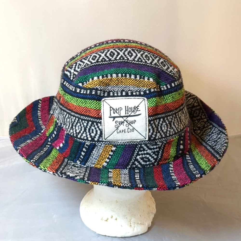 Pump House Surf Shop Cape Cod MA Bucket Hat 100% Cotton Multi Color Adult L/XL